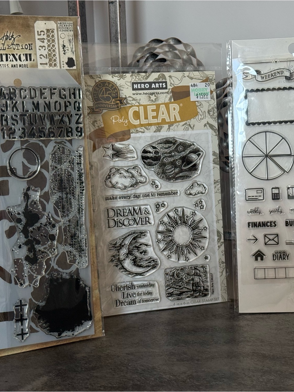 Tim Holtz, Holy Arts Poly Clear 'Dream & Discover' Clear Stamp Set of 3